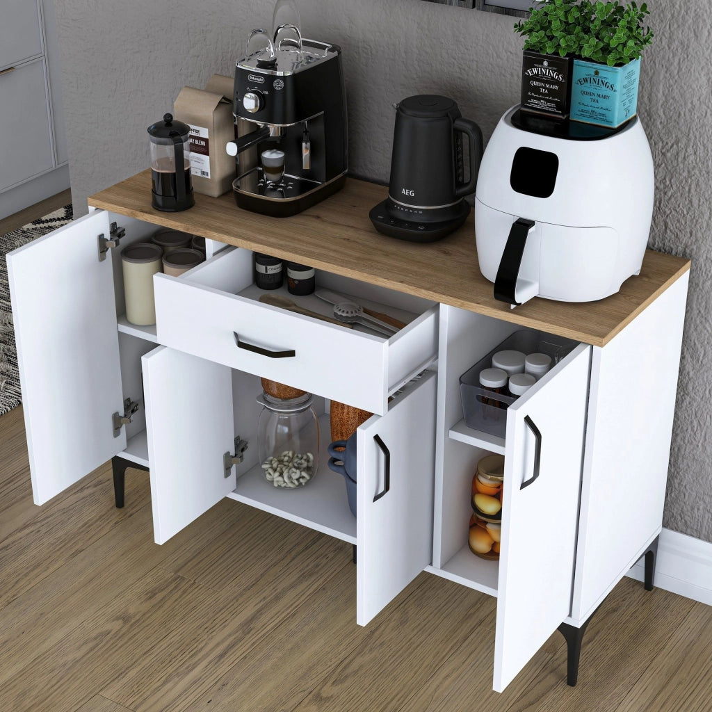 Madia Piobbico, Credenza un Cassetto, 120x40x79h cm Bianco