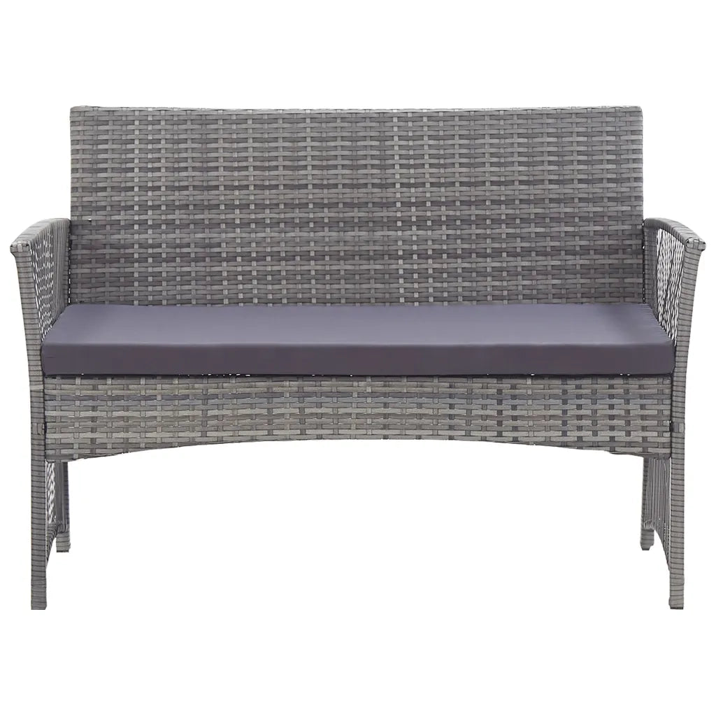 Set Divani da Giardino 4 pz con Cuscini in Polyrattan Antracite cod mxl 35151