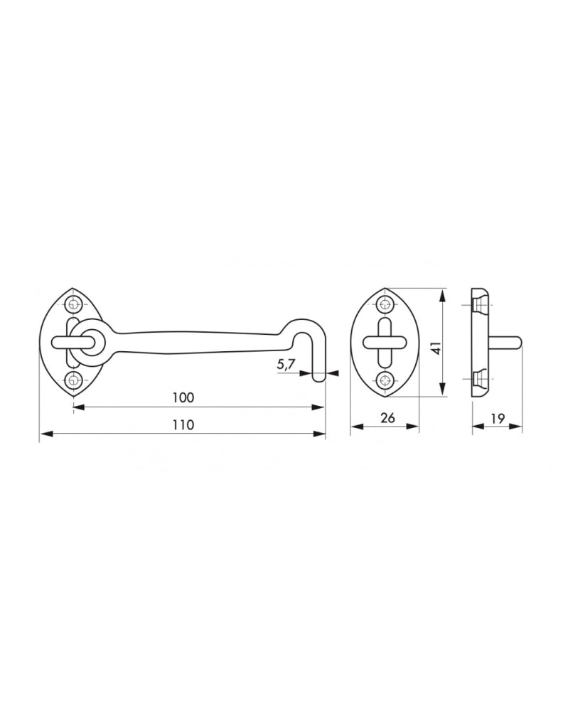 Gancio mobile con occhiello, finitura ottone, 10 cm – THIRARD