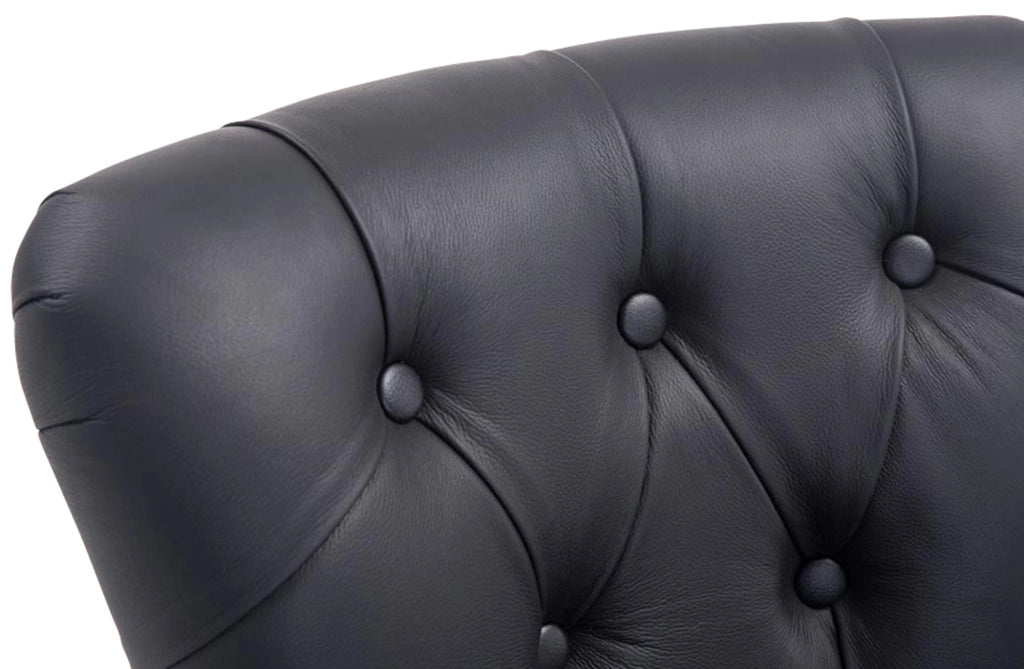 Sgabello Lakewood vera pelle antico-chiaro nero