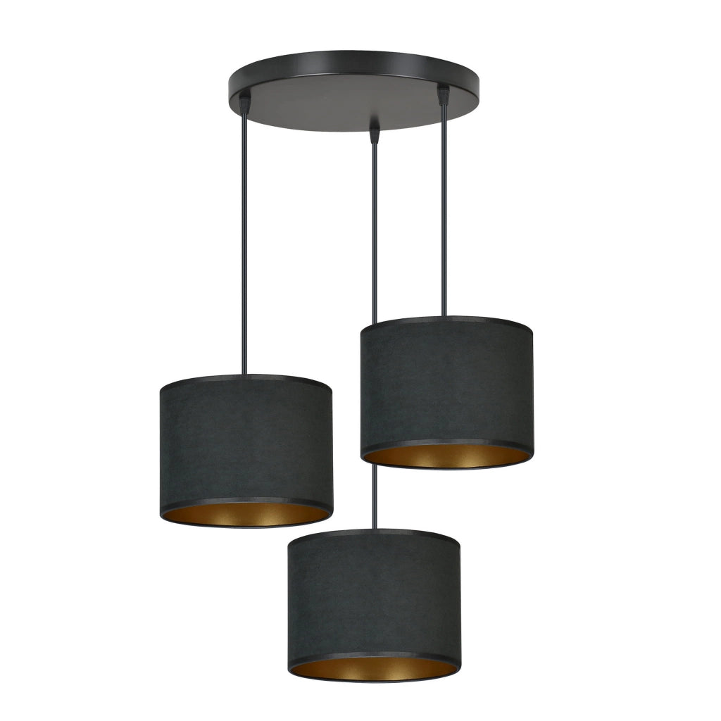 Lampadario Emibig Hilde 3 Premium 3xE27 nero oro tessuto