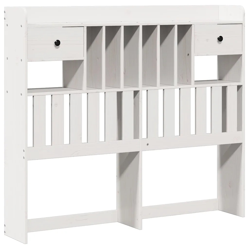 Letto Libreria senza Materasso-Struttura Letto con contenitore Bianco 135x190 cm Legno di Pino 195234