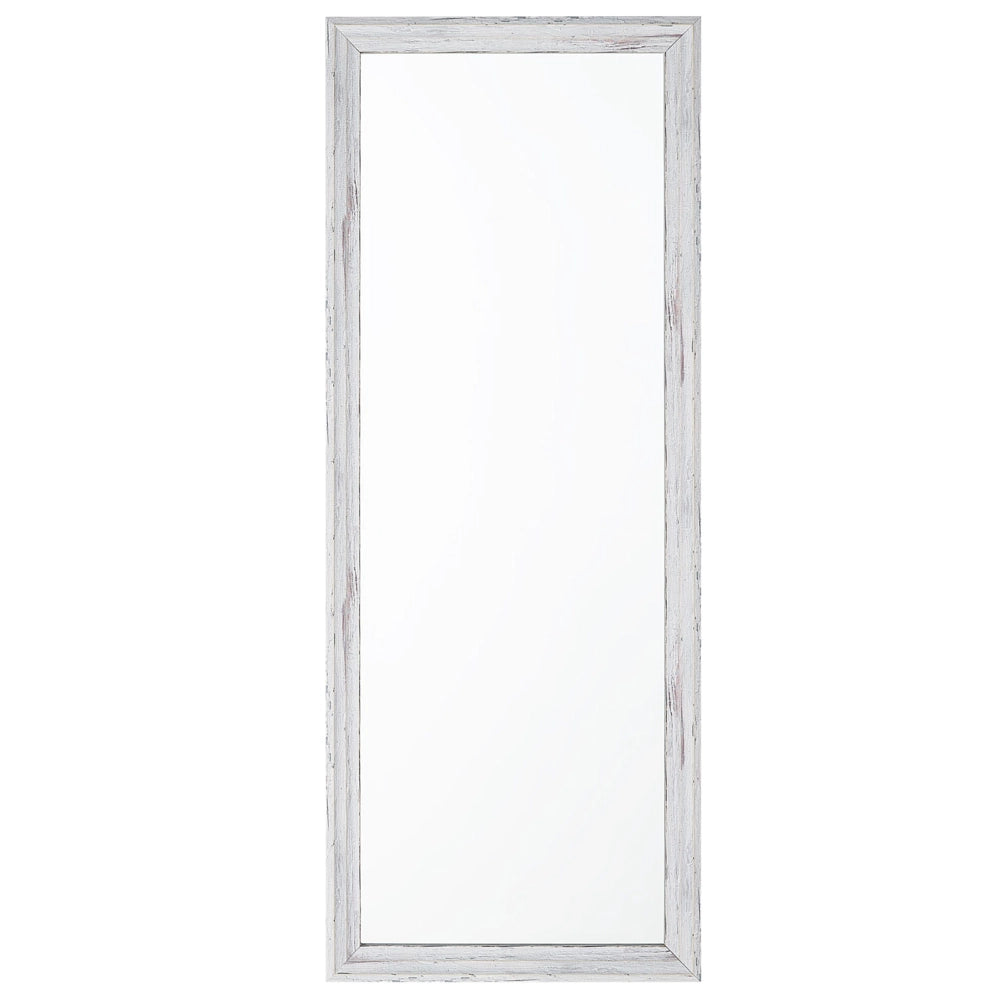 Specchio da parete bianco effetto legno 50 x 130 cm rettangolare verticale minimalista scandinavo