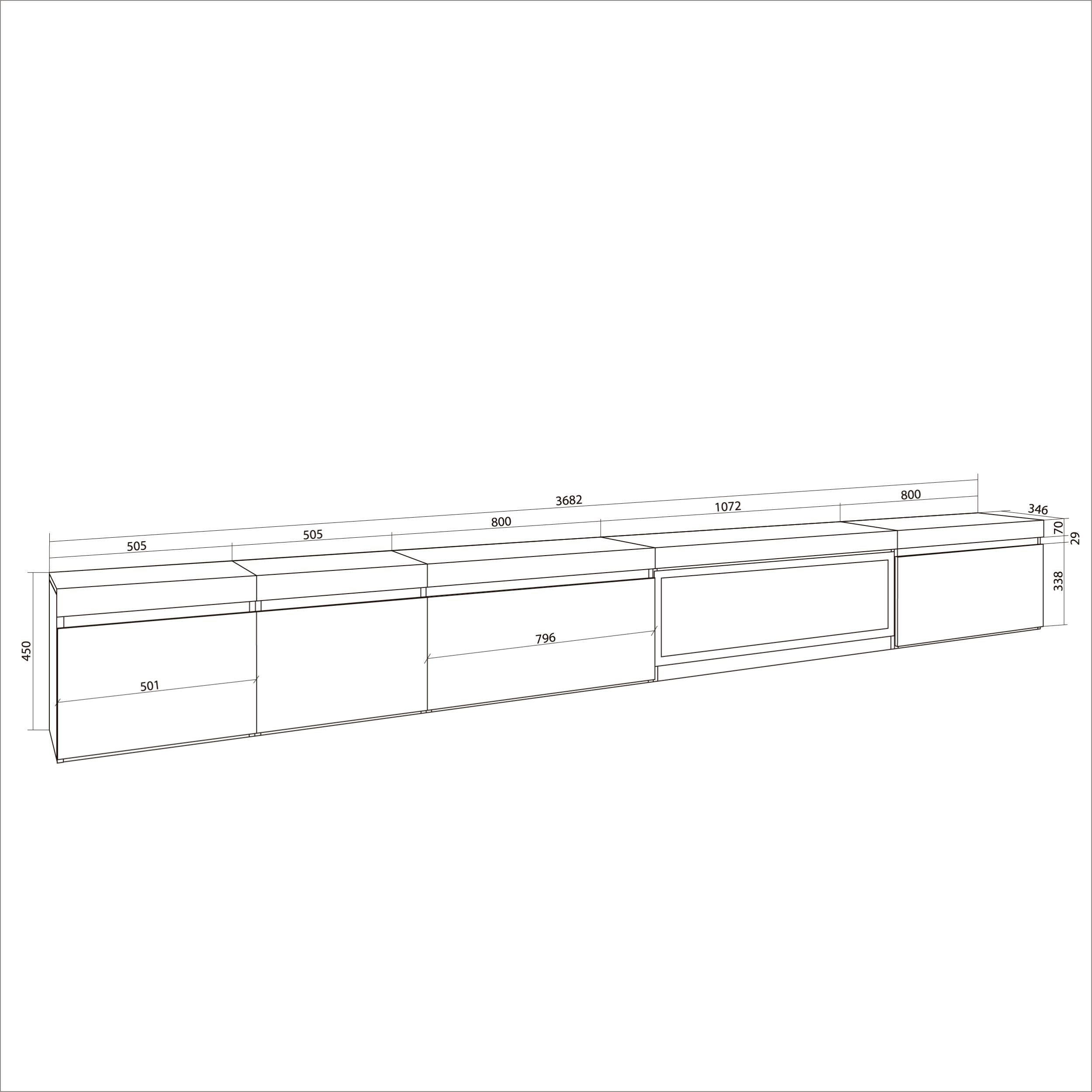 Mobile TV Soggiorno, 368x35x45, Camino elettrico XXL, da appendere, Nero RF3687