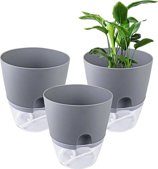 Irrigazione automatica per piante - grigio - 153 cm largo - sistema di autoirrigazione - indicatore del livello dell'acqua - per interni e ufficio - 3 pezzi