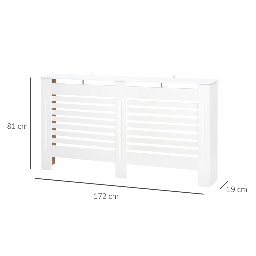 Copritermosifone a Doghe 172x19x81 cm con Ripiano Portaoggetti in MDF Bianco