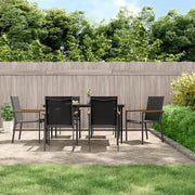 Set da Pranzo da Giardino 7 pz Nero in Textilene e Acciaiocod mxl 77281