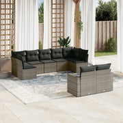 Set Divano da Giardino 9 pz con Cuscini Grigio in Polyrattan 3219410