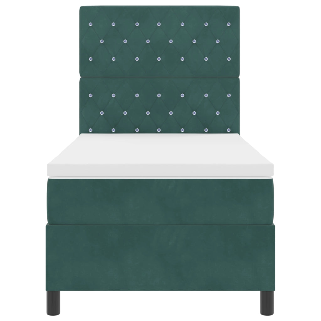 Letto a Rete con Materasso e LED Verde Scuro 100x200 cm Velluto