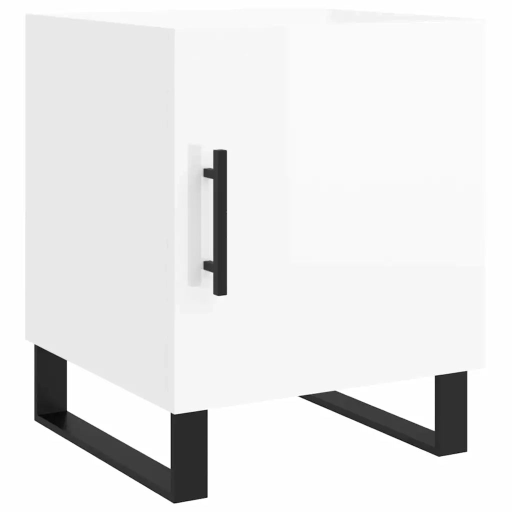 Comodini 2pz-Set di 2 Tavolino da notte Bianco Lucido 40x40x50 cm in Legno Multistrato
