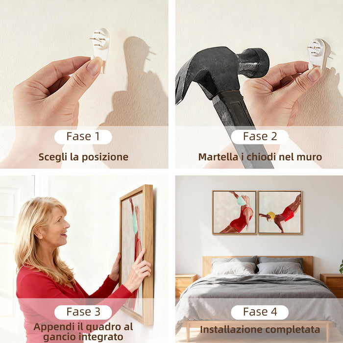 Set di 2 Quadri su Tela 40x40 cm Design Moderno Stampa Artistica da Parete con Ganci Inclusi Rosso