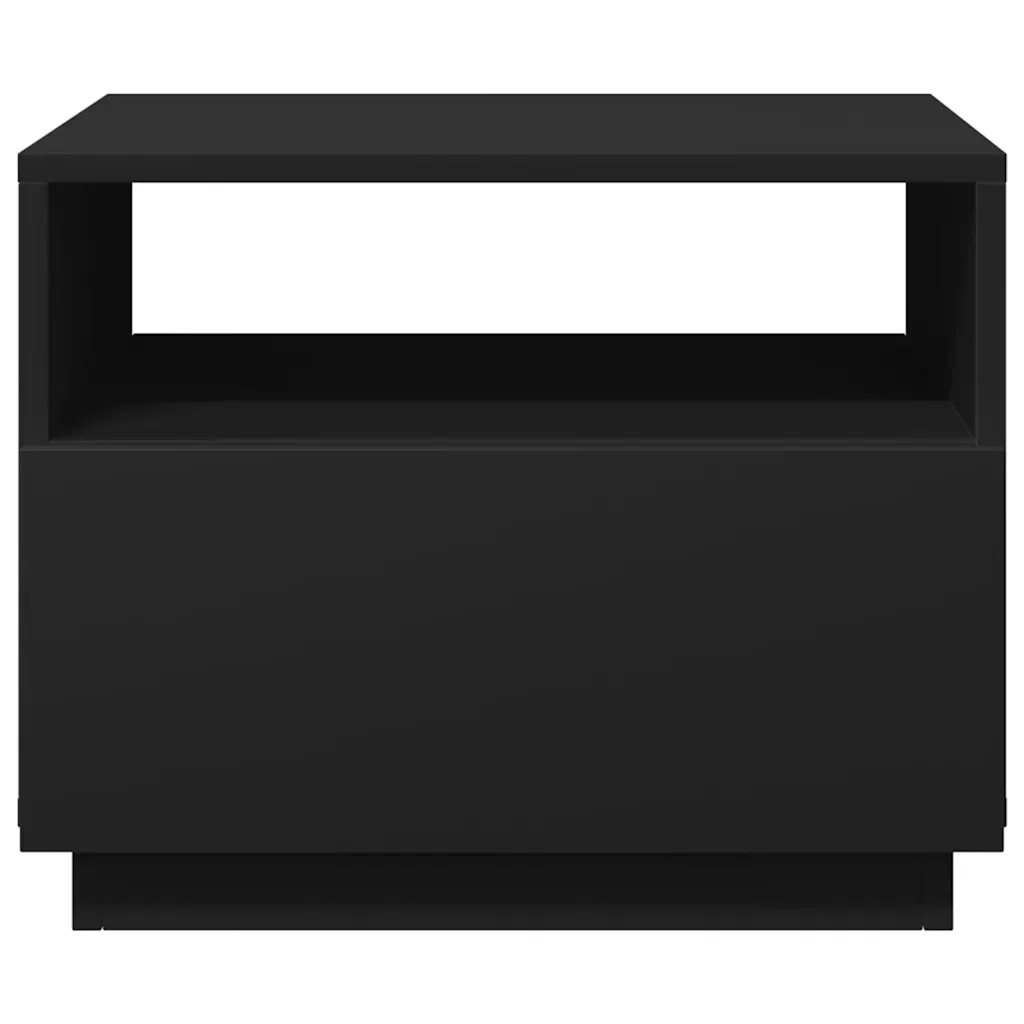 Tavolino da Soggiorno con Luci LED-Tavolino da Salotto-Tavolo Nero 50x49x40 cm