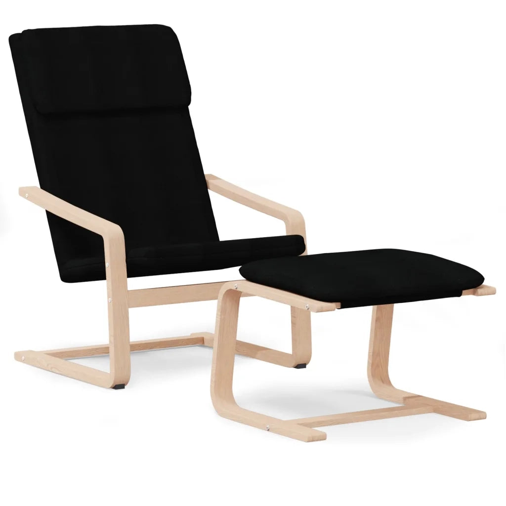 Divano Sedia-Poltrona Relax con Poggiapiedi Nera in Tessuto 376782