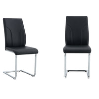 Set 2 sedie da pranzo - Xylo - PU nero gambe argento