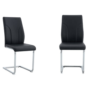 Set 2 sedie da pranzo - Xylo - PU nero gambe argento