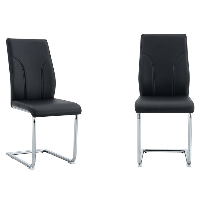 Set 2 sedie da pranzo - Xylo - PU nero gambe argento