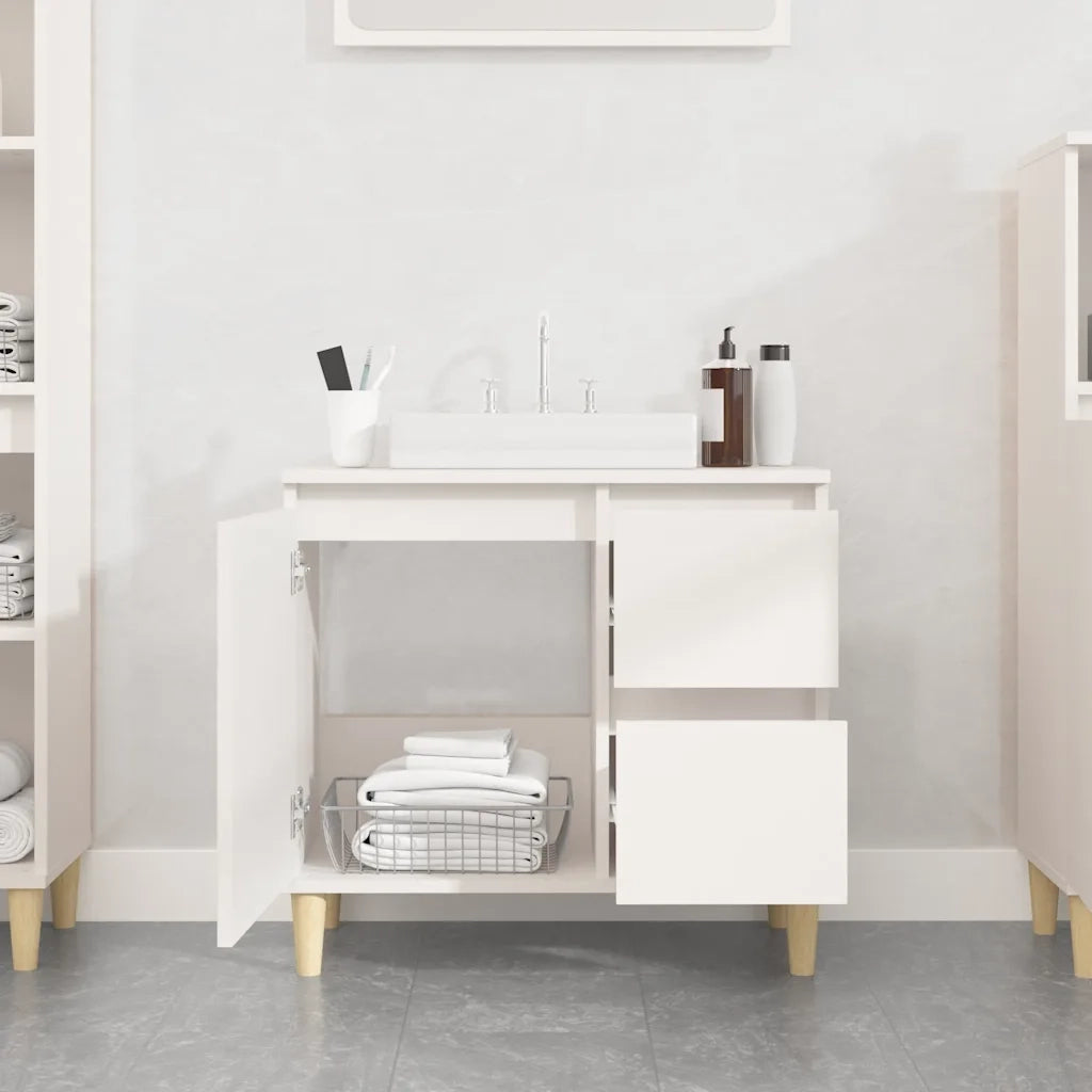 Armadietto da Bagno Bianco 65x33x60 cm in Legno Multistrato 819820