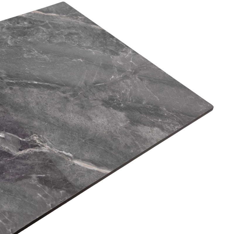 Tavolino Metallo Top Pietra Sinterizzata Grigio Cm 120x65h45