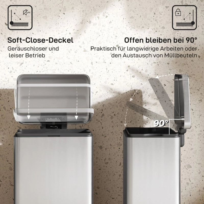 PATTUMIERA A PEDALE 20 L IN ACCIAIO INOX ARGENTO CON CESTINO INTERNO ESTRAIBILE
