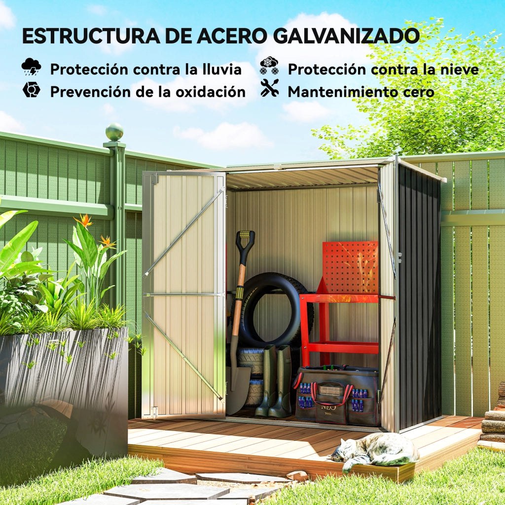 Casetta da Giardino in Metallo ¨C zephmum ¨C Grigio 163x89x163 cm