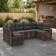 Set Divano da Giardino 6 pz 6-Numero di posti Grigio polyrattan 3435809