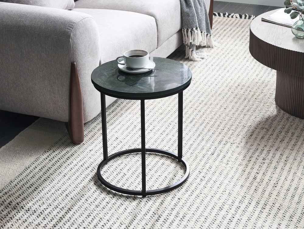Tavolino Base verde scuro ø 40 cm Struttura in metallo Piano in ceramica Marmo Design moderno Soggiorno
