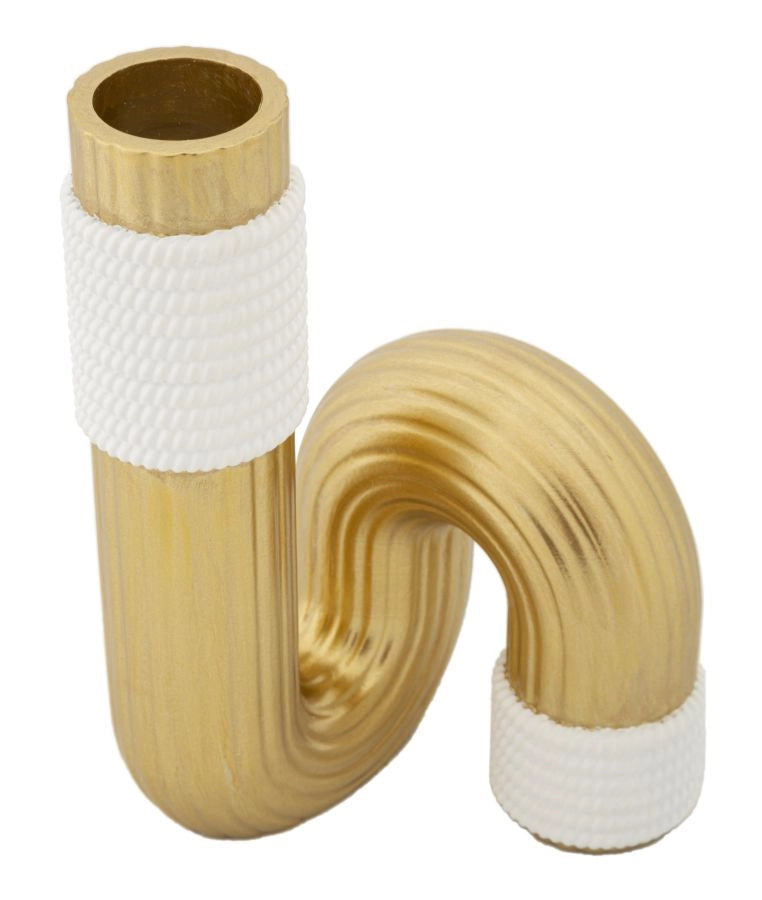 Vaso Bann 10,7x10,7x18,3 cm in Poliestere Oro e Bianco