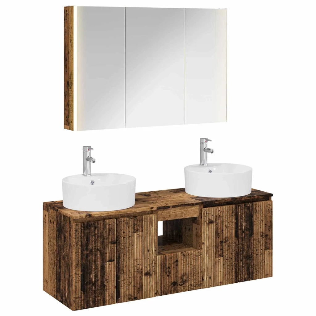 Set di Armadi da Bagno 4 pcs Legno antico Legno ingegnerizzato 3406469