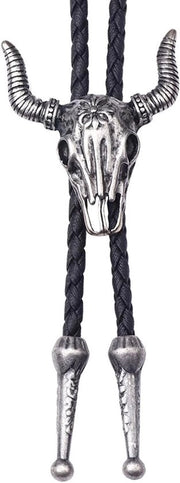 Collana in pelle di cavallo stile western con testa di bue e hanger a lariat per feste e eventi