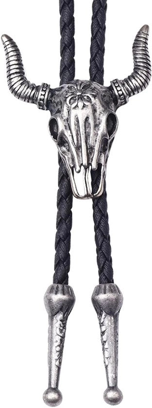Collana in pelle di cavallo stile western con testa di bue e hanger a lariat per feste e eventi