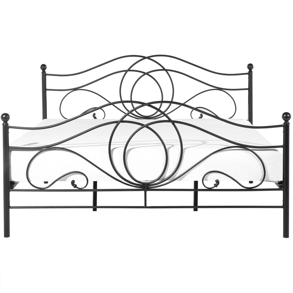 Letto in metallo Nero 180 x 200 cm con testiera a doghe e pediera retrò vintage