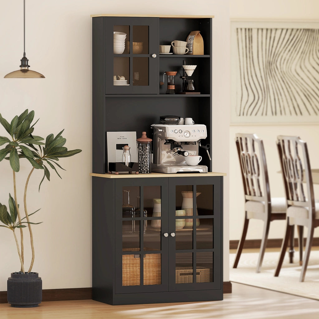 Credenza ¨C Zephmum ¨C Legno effetto quercia nero 80x37x183 cm