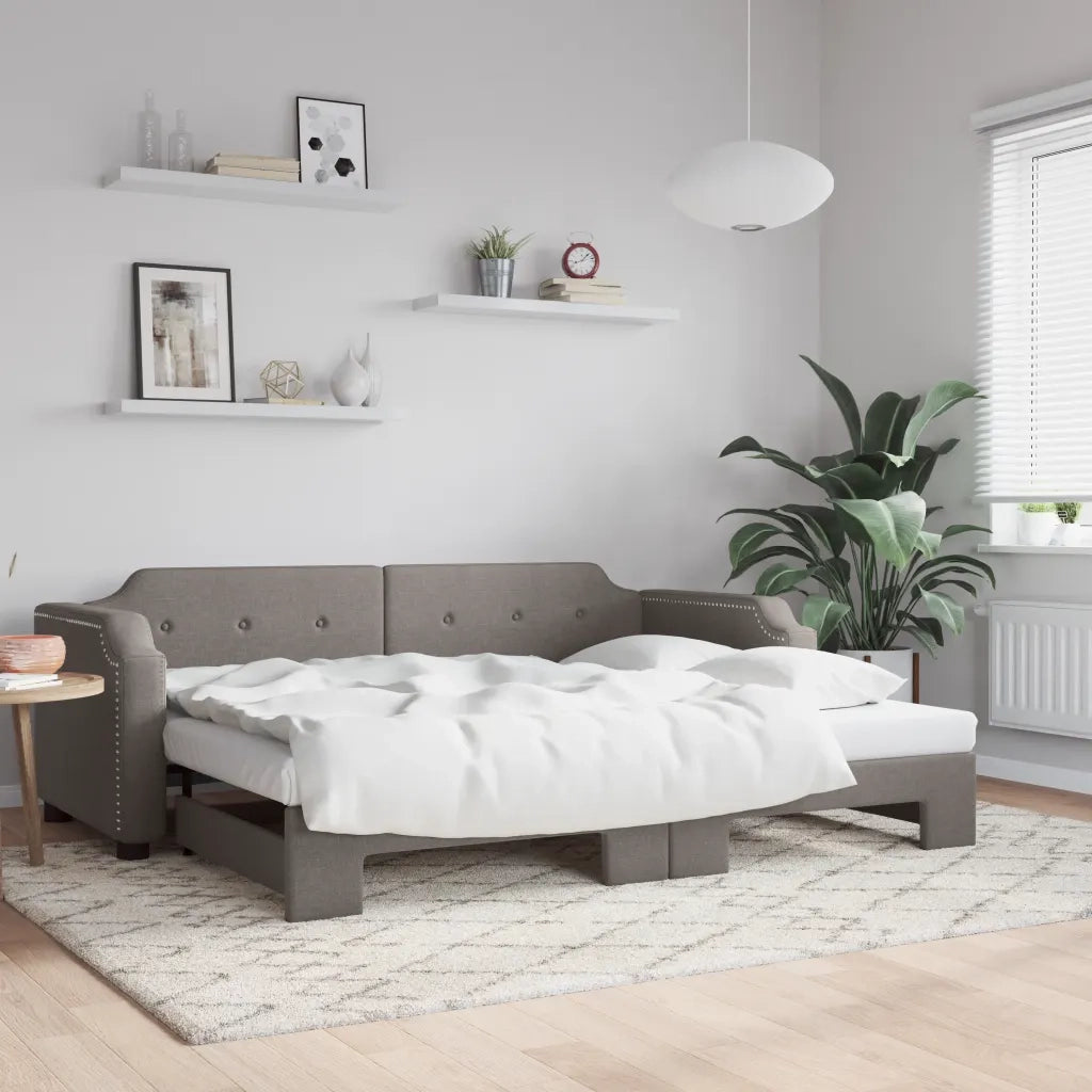 Divano letto | Sof¨¤ letto | Letto singolo Estraibile Tortora 90x200 cm in Tessuto