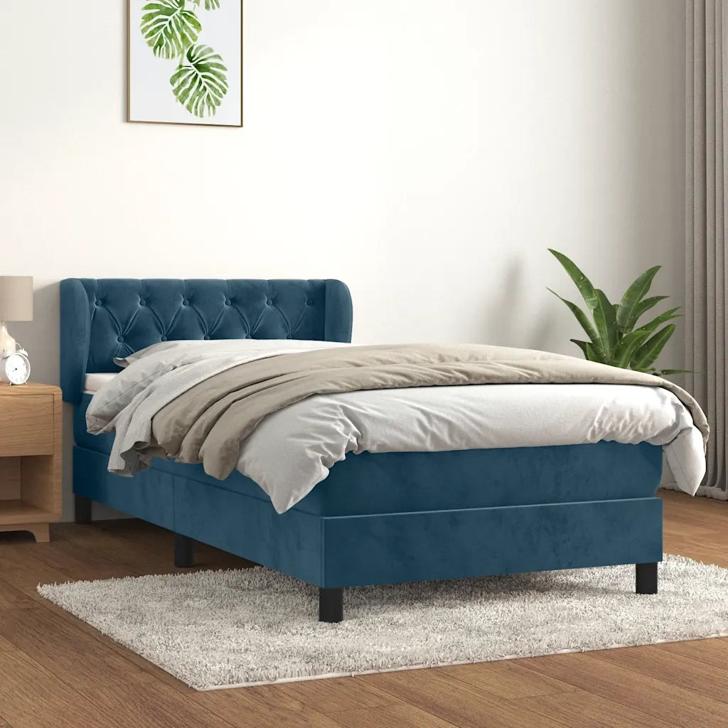Giroletto a Molle con Materasso-Struttura Letto Blu Scuro 80x200 cm in Velluto 917017