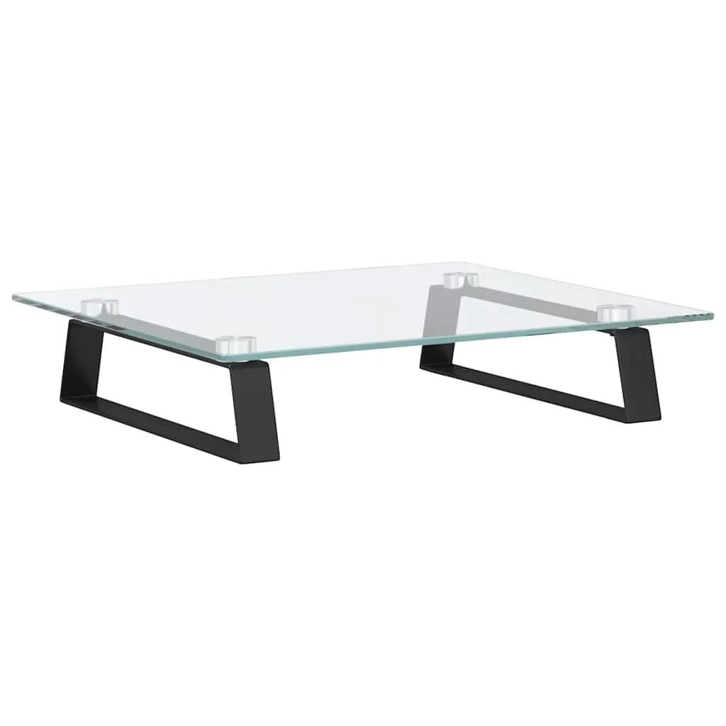 Supporto per monitor mobile da scrivania 40 x 35 x 8 cm vetro temperato e metallo nero 02_0044862