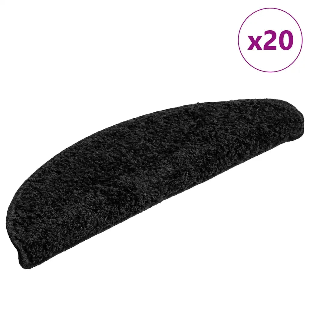 Tappetini per scale 20 pz | Gradini per Scale 56x17x3 cm Nero Semicircolari