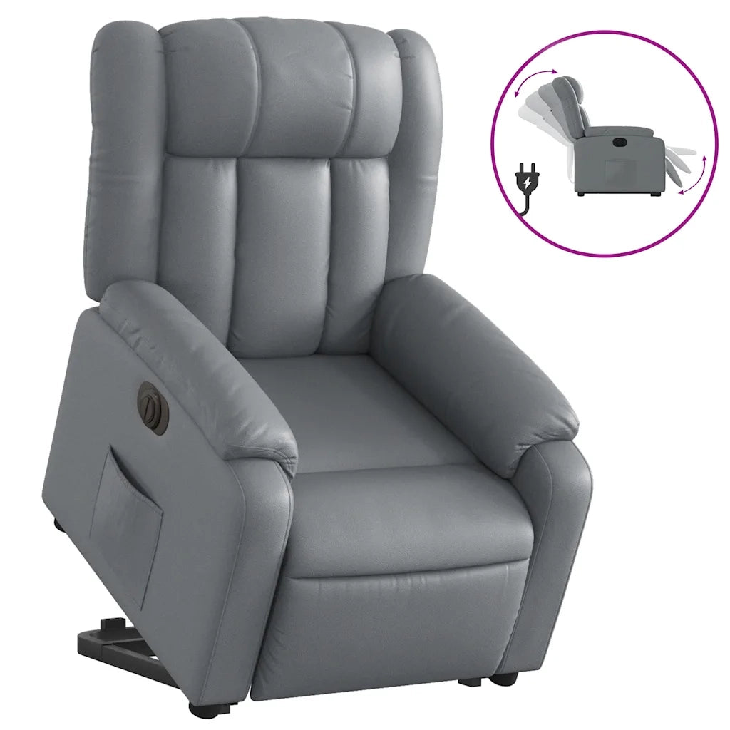 Poltrona Alzapersona Reclinabile Grigio in Similpelle 3205281