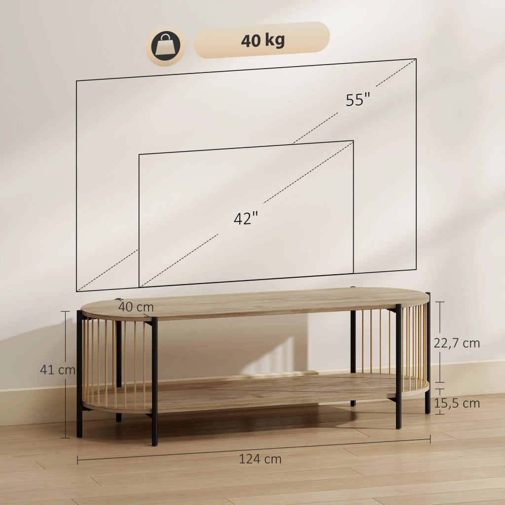 Mobile TV stile boh¨¦mien ¨C Xylo ¨C legno naturale con ripiani aperti 124x43,5x41 cm