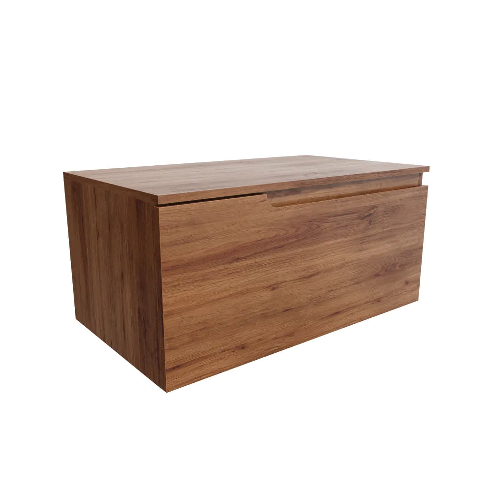 Mobile bagno sospeso 60 cm un cassetto rovere scuro con top | Berg