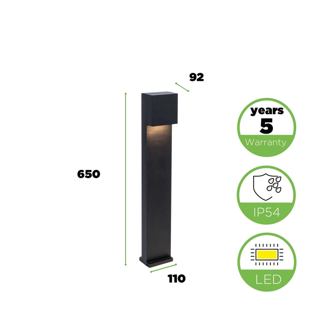 Paletto giardino LED Lutec GEMINI XF nero 800lm IP54