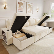 Divano Angolare U con Funzione Letto, Contenitore, Dormeuse e USB ¨C Xylo ¨C Beige