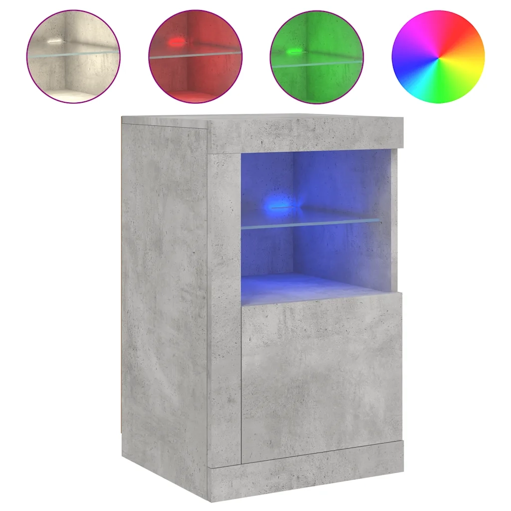 Mobiletto laterale con illuminazione a LED di tendenza ampio spazio contenitivo 41 x 37 x 67 cm legno grigio cemento 02_0049369