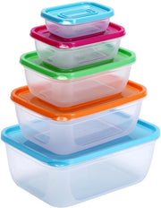 Contenitore in plastica BPA-free - 12 pezzi - 5 pezzi al lotto - Stivabile - Scatole di magazzino con coperchio - Adatto per microonde/ congelatore - Forma rettangolare - Scatole di archiviazione