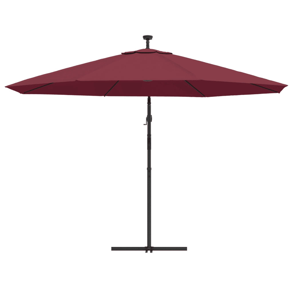 Ombrellone a Sbalzo con LED Rosso Bordò 350 cm 313782