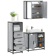 Set Mobili da Bagno 3 pz Grigio Sonoma in Legno Multistrato 3301028