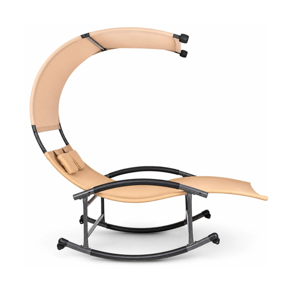 Dondolo 2 Posti Prendisole Con Parasole Integrato Design Ergonomico In Textilene Traspirante Struttura In Acciaio E Cuscini Ideale Per Giardino Piscina Outdoor 140x200x185 Cm Beige
