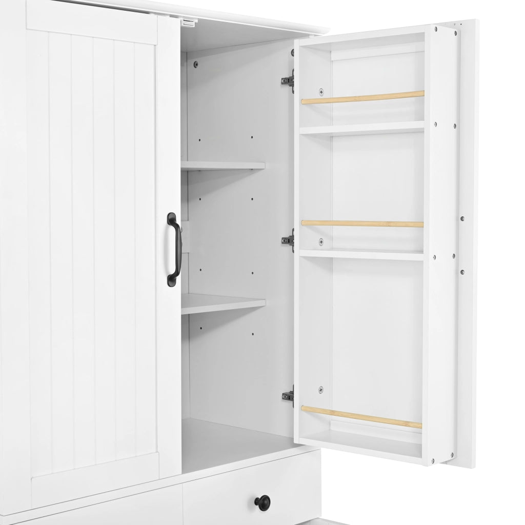 Mobile contenitore alto con ripiani regolabili e cassetti in MDF bianco per cucina soggiorno e studio 77 × 40 × 181 cm