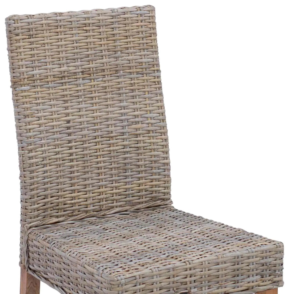 Sedia da pranzo 2 pcs Rattan Kubu e Legno Massello di Mogano