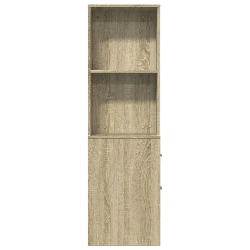 Mobiletto da bagno stretto con rotelle 22 x 41 x 135 cm ampio spazio contenitivo stile classico legno di rovere Sonoma composito 02_0050666