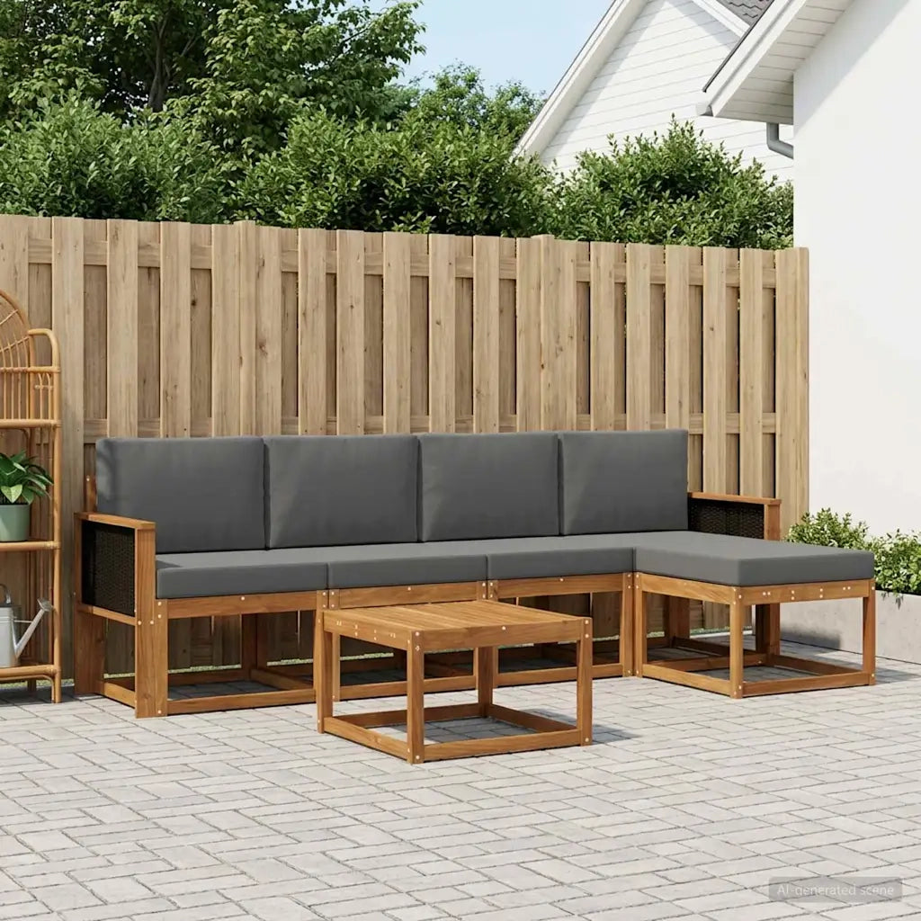 Set di divani da esterno 6 pcs Naturale e Antracite Poliestere